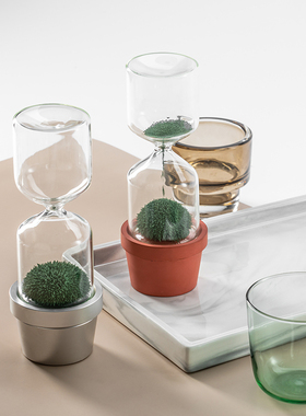 马鹿磁力沙漏创意盆栽摆件文创装饰礼物桌面流沙精致三分钟计时器