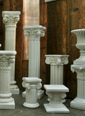欧式复古花盆罗马柱摆件底座花架婚庆仿古户外柱子装饰落地摆件柱