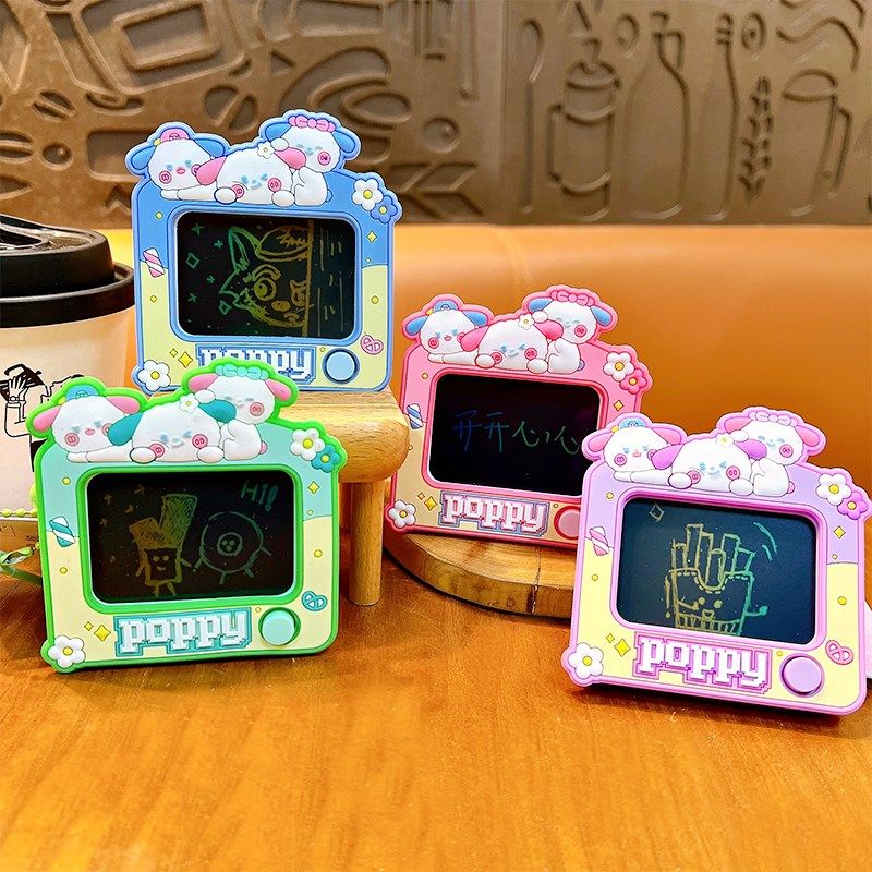 迷你涂鸦可爱小狗小画板钥匙扣卡通画架液晶手写板包包挂件小礼品
