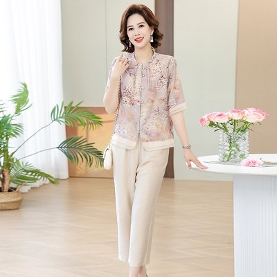 母亲节礼物送妈妈实用中国风夏季衣服套装中年婆婆岳母丈母娘50岁