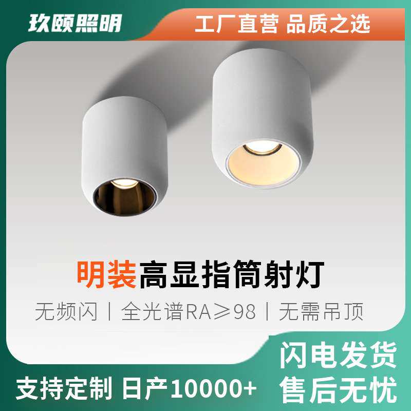 明装筒灯家用无主灯照明led射灯全光谱高显色智能免吊顶深防眩灯