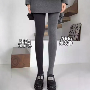 灰色打底裤女秋冬季外穿高腰显瘦保暖秋裤配裙子紧身加绒连脚裤袜