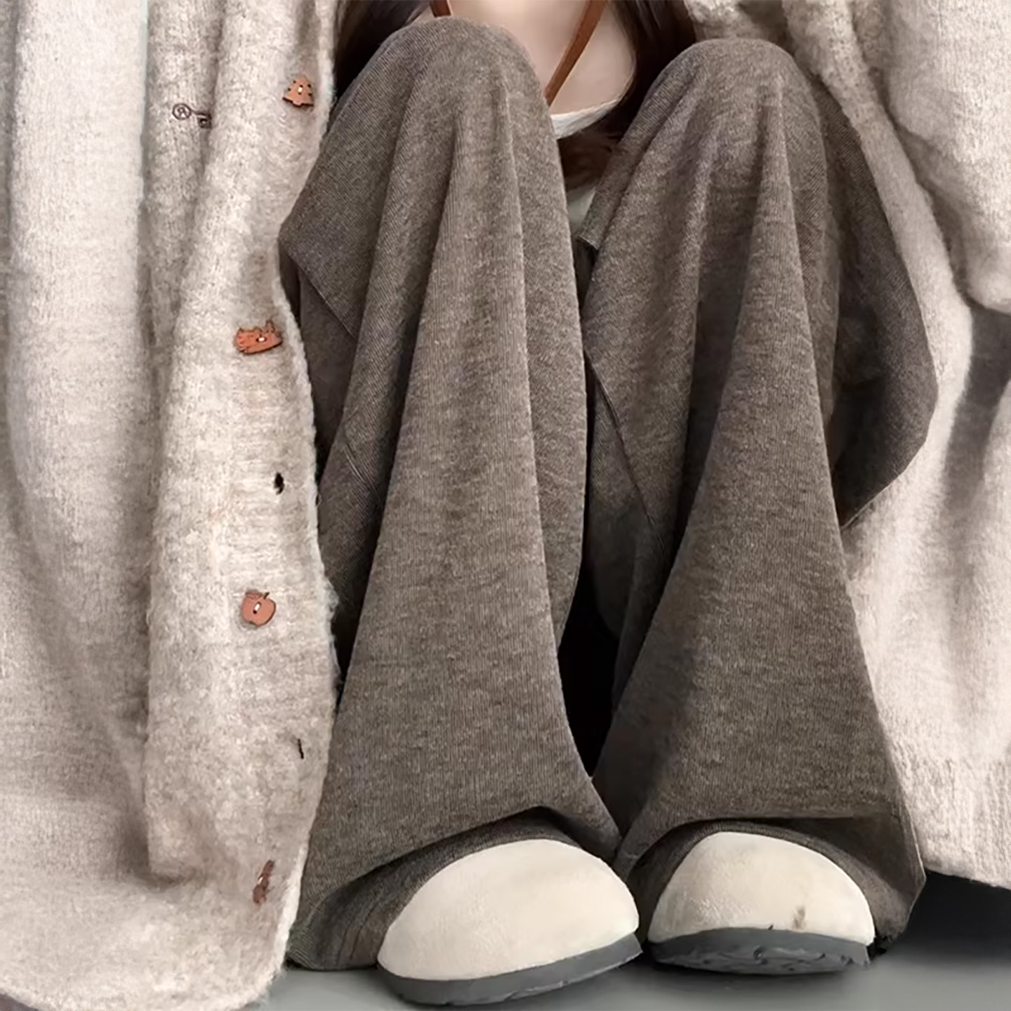 咖色糯米裤女秋冬2025新款