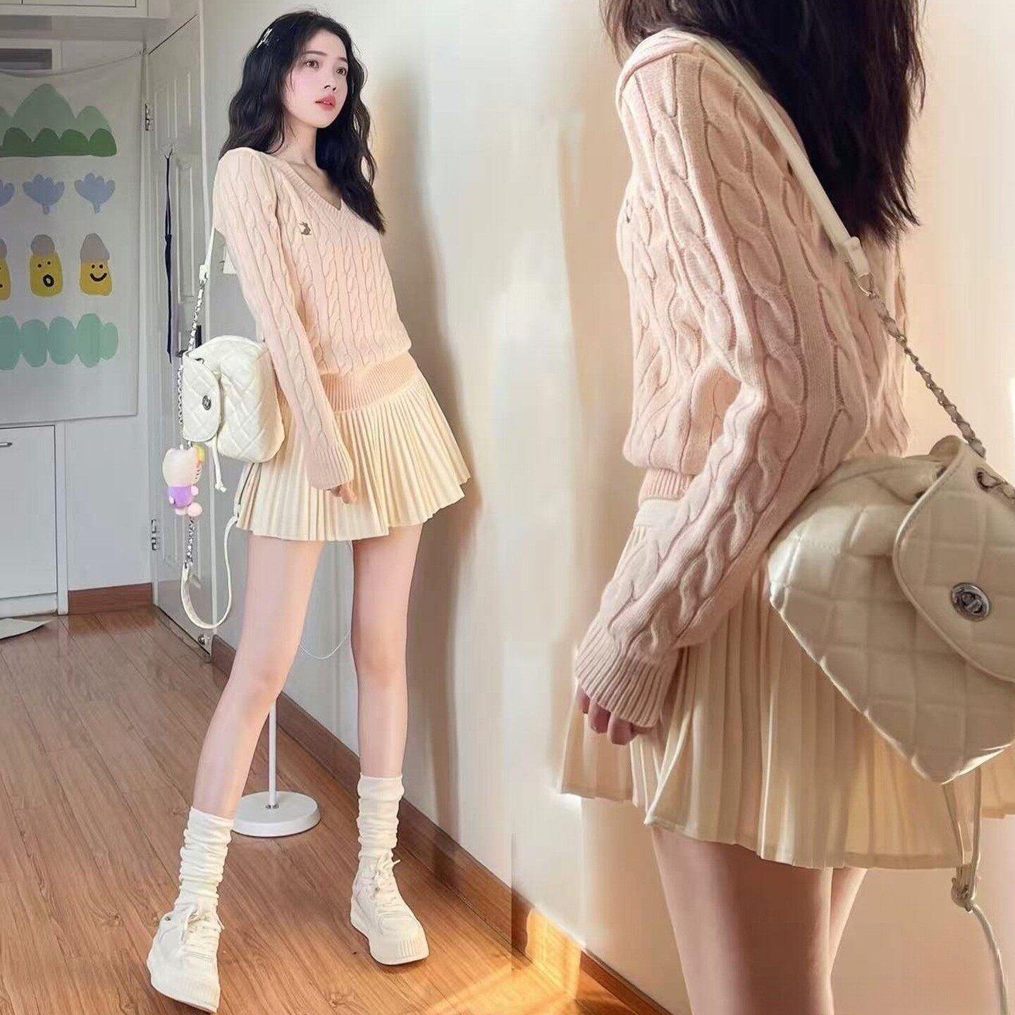 法式白色毛呢半身裙女秋冬2025新款高腰宽松显瘦加厚a字jk百褶裙,女装/女士精品,半身裙,淘宝优惠券,粉丝福利购,淘宝优惠卷