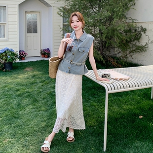 巨好看牛仔马甲吊带连衣裙两件套女2026夏季新款气质减龄绝美套装