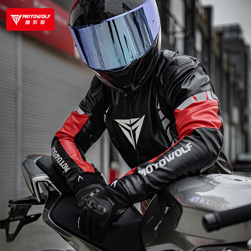 摩多狼男摩托车骑行服仿赛皮衣可拆内胆保暖防摔反光冬季机车装备