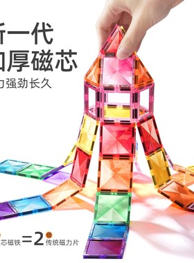 mideer弥鹿儿童磁力片彩窗积木男女孩拼图磁铁棒益智生日礼物玩具