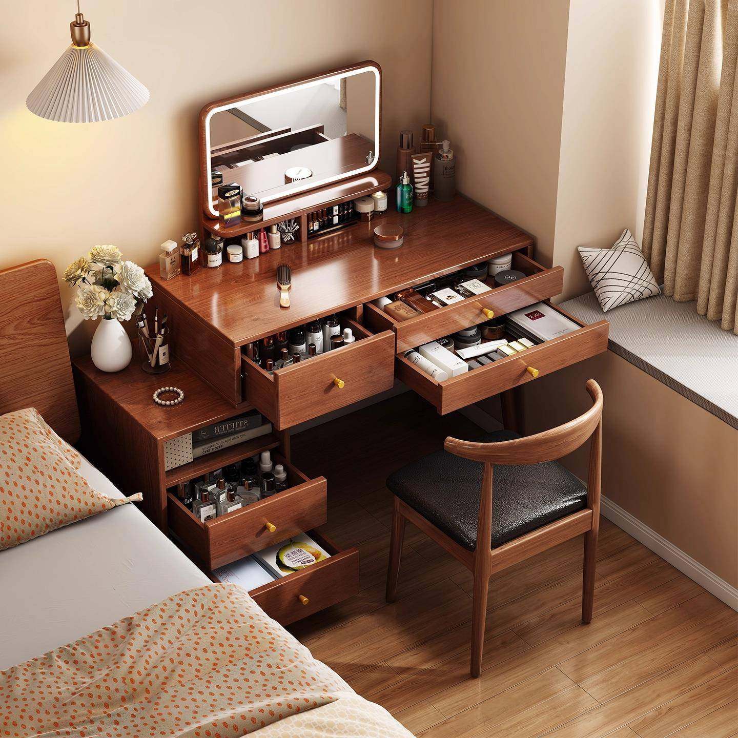 新中式梳妆台家用2025新款小户型化妆桌斗柜一体床头置物收纳柜子,3C数码配件,其它配件,淘宝优惠券,粉丝福利购,淘宝优惠卷