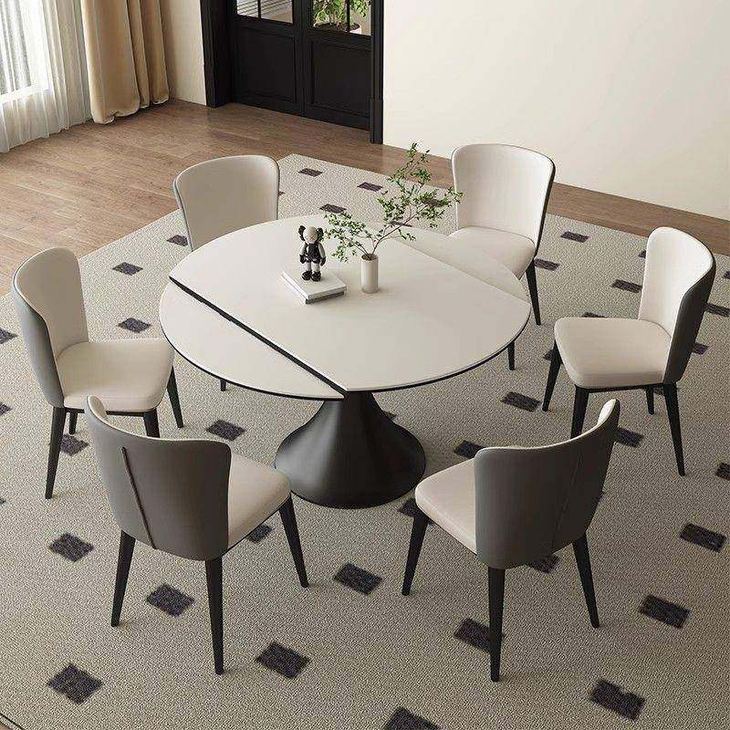 岩板餐桌旋转伸缩折叠圆形饭桌现代简约小户型家用圆桌方圆两用,3C数码配件,其它配件,淘宝优惠券,粉丝福利购,淘宝优惠卷