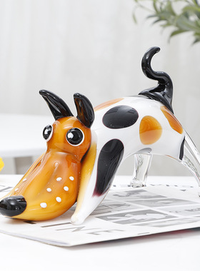 纯手工高档琉璃狗摆件小狗工艺品茶几电视柜酒店样板房软装饰品