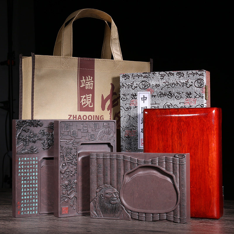 孔子儒家师生送礼肇庆端砚6寸8寸宋坑优品磨墨文房四宝紫端教师砚