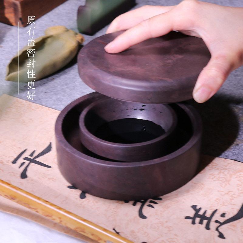 正宗端砚5寸6寸火锅砚天然原石带盖不干墨宋坑中大楷专用高档名砚