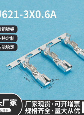 DJ621-3X0.6A 汽车连接器铜端子0.25厚黄铜镀锡接线端子