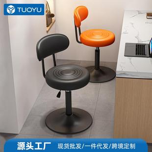 吧台椅高脚凳子前台接待台椅子收银员靠背家用简约升降吧转椅极简