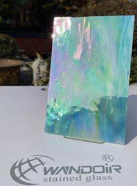 【厂家直销】彩色玻璃 珠光五彩湖绿色玻璃 教堂玻璃【647IR】