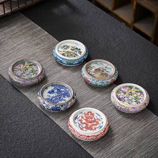 青花瓷盖碗茶杯盖置杯垫茶碗茶杯托子陶瓷茶壶盖托壶承杯垫零配件