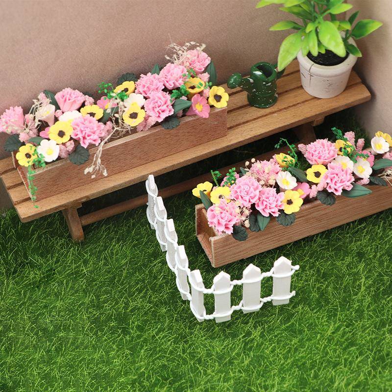 1：12娃娃屋花园摆件手工粘土花长花圃花卉dollhouse模型