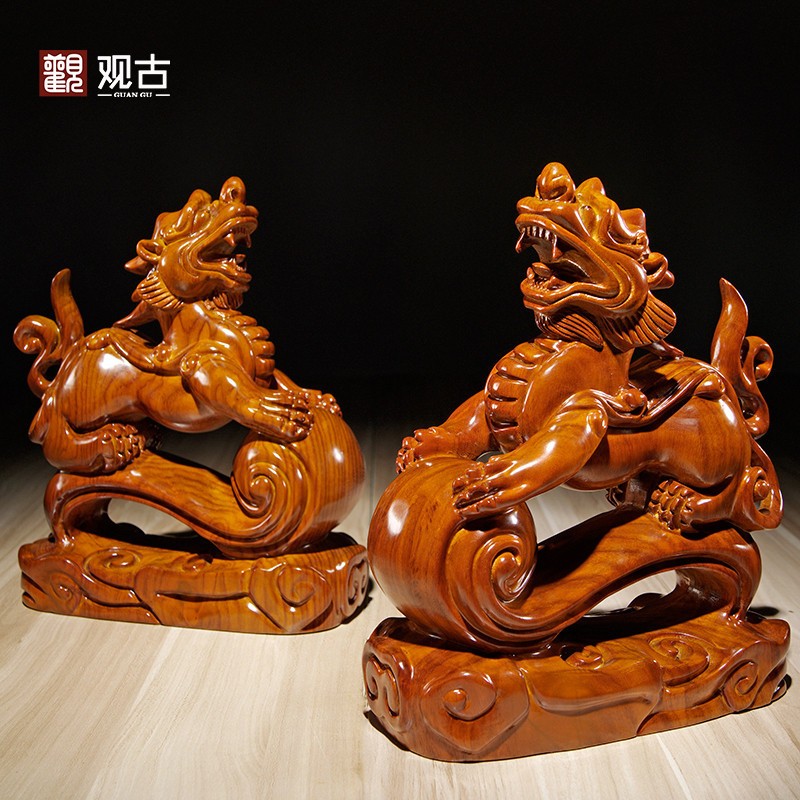 花梨木质雕刻如意貔貅摆件家居玄关客厅公司装饰开业乔迁送礼工艺