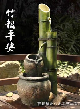 假山喷泉流水摆件客厅别墅办公茶室鱼缸过道电视柜边阳台水景
