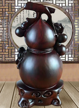 黑檀实木雕刻葫芦摆件家居客厅办公室书房玄关缺角补角装饰工艺品