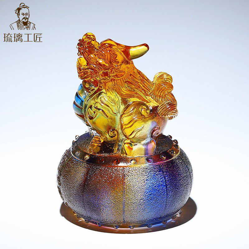 古法琉璃貔貅招财摆件客厅聚财貔恘玄关柜办公室装饰开业乔迁礼品