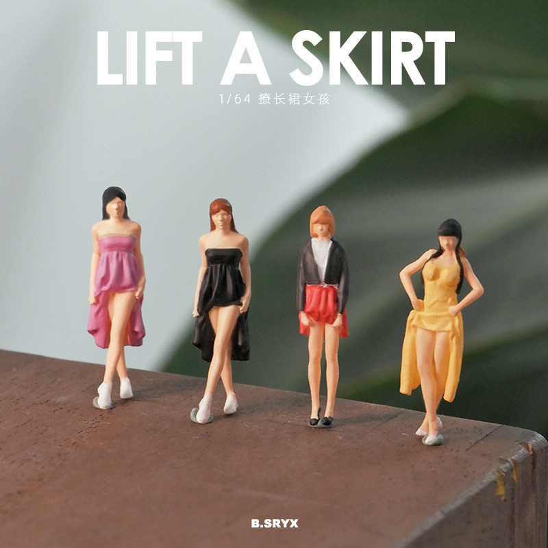 跨境164挽裙女孩微缩小人