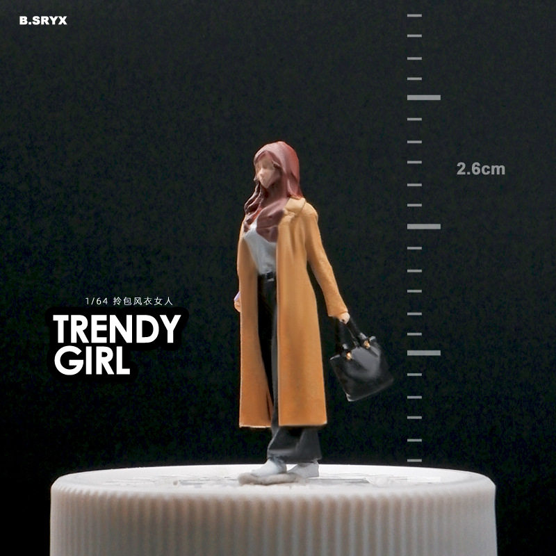 164风衣女孩微缩人偶模型