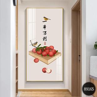 新中式玄关装饰画暖居走廊过道装饰壁画现代简约茶室挂画竖版墙画