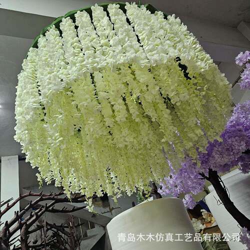 吊顶装饰仿真紫藤花藤条人造假花吊花客厅紫藤婚庆豆花140*60