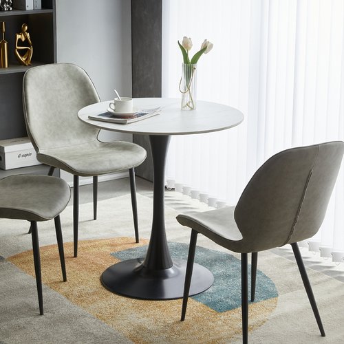 轻奢岩板桌子简约k洽谈桌郁金香餐桌休闲奶茶咖啡店桌子阳台小圆