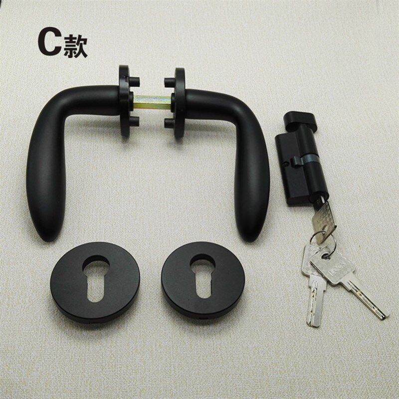 TATA木门锁磁吸静音门锁简约实木复合门卧室内太空铝把手锁+锁芯