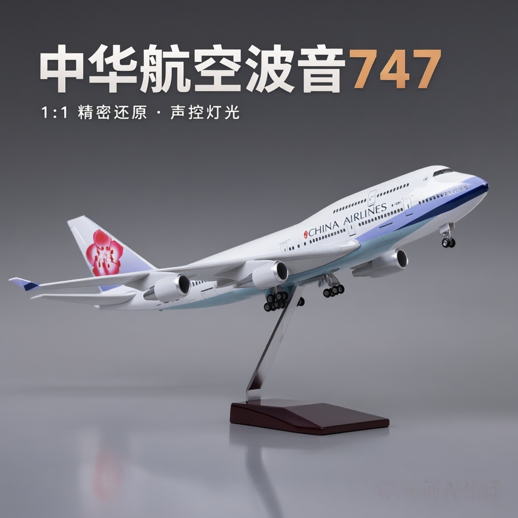 47cm华航747仿真民航客机模型
