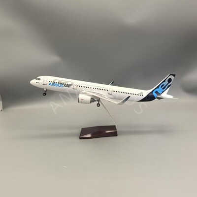 44CM 1:100 A321原型机带LED声控灯光起落架树脂模型民航客机摆件