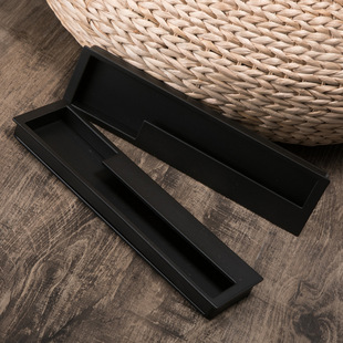 孔距128/192mm黑色嵌入式衣柜门对装平拉手 黑金灰色移门隐藏把手