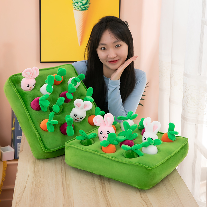 宝宝拔萝卜毛绒玩具胡萝卜娃娃小女孩软幼儿狗狗玩偶抱枕儿童益智
