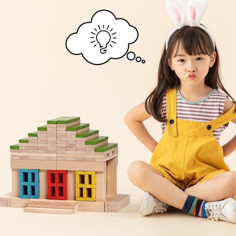力堆塔叠叠高搭建积木建筑木条儿童建筑大师拼装积木玩具