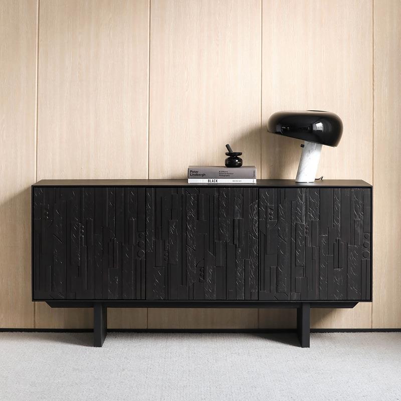 北欧实木餐边柜侘寂风原木简约茶水柜设计师客厅卧室储物柜电视柜