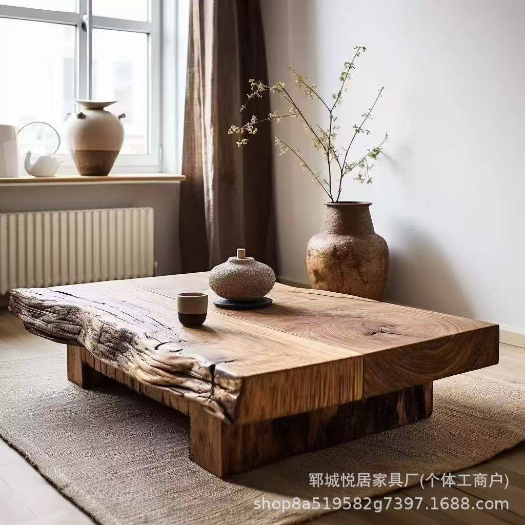 老榆木沙发茶几客厅装饰茶桌小户型装饰矮桌茶台榻榻米阳台喝茶桌