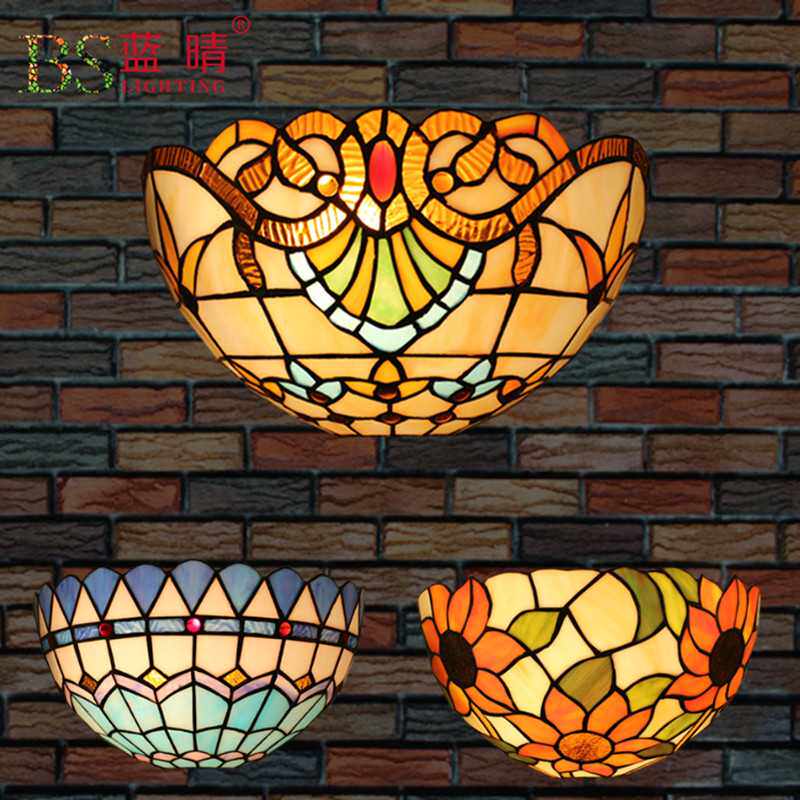 跨境tiffany蒂欧式复古壁灯卧室床头创意客厅阳台楼梯过道墙壁