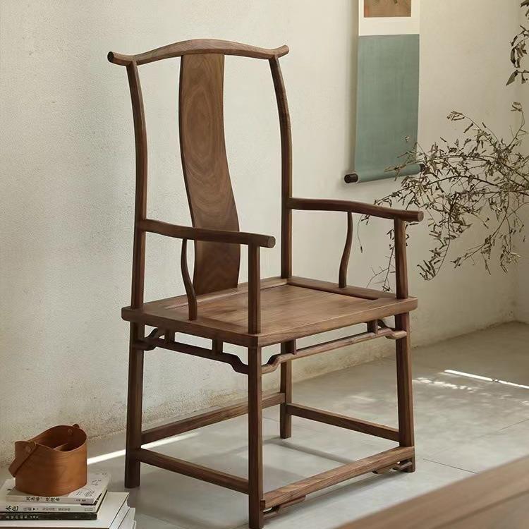 璞木新中式实木官帽椅黑胡桃木茶椅太师椅圈椅主人椅禅意书房书椅