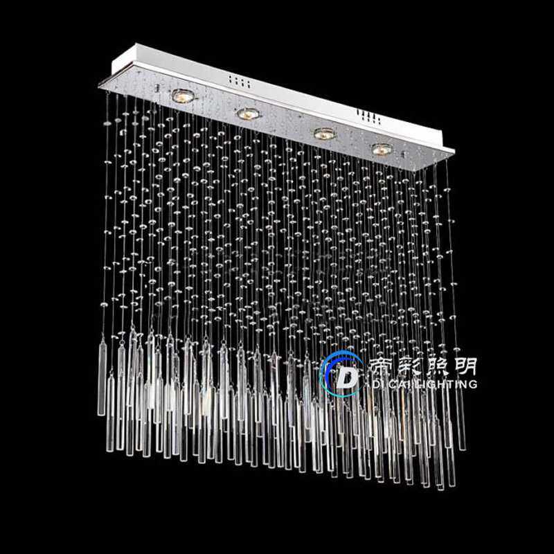 时尚简约led水晶吊线灯长方形餐厅珠帘吊灯客厅吧台水晶灯具