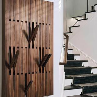 黑胡桃木钢琴键挂衣架壁挂实木入户门口衣帽架墙面玄关卧室挂衣区