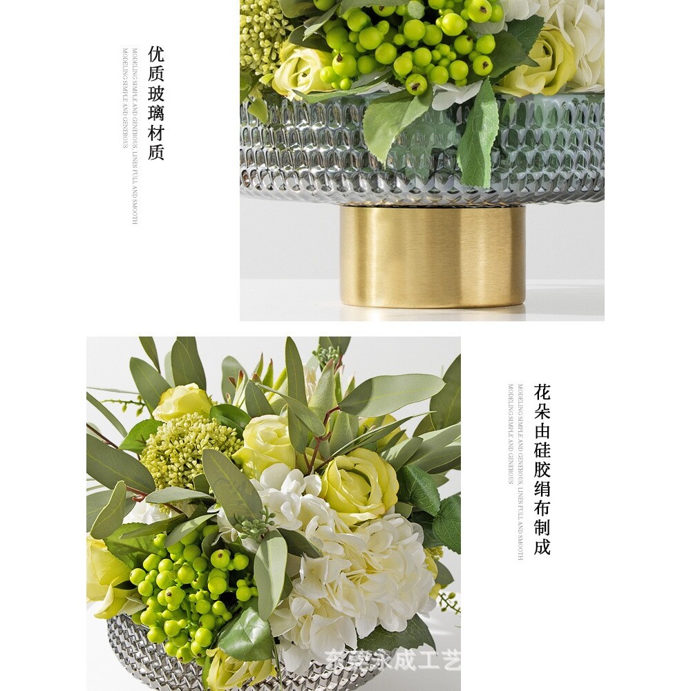 现代北欧高端仿真花艺套装摆件餐桌卧室咖啡馆商场浴室绿植装饰品