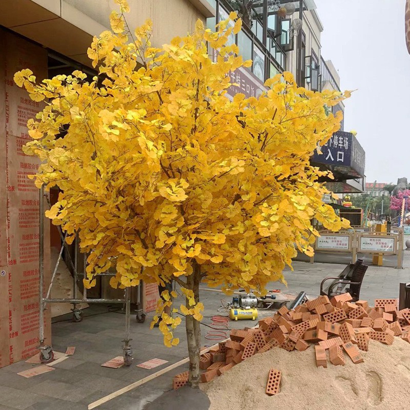 玻璃钢仿真银杏树家居活动装饰仿真树景观造景人造假树落地假绿植