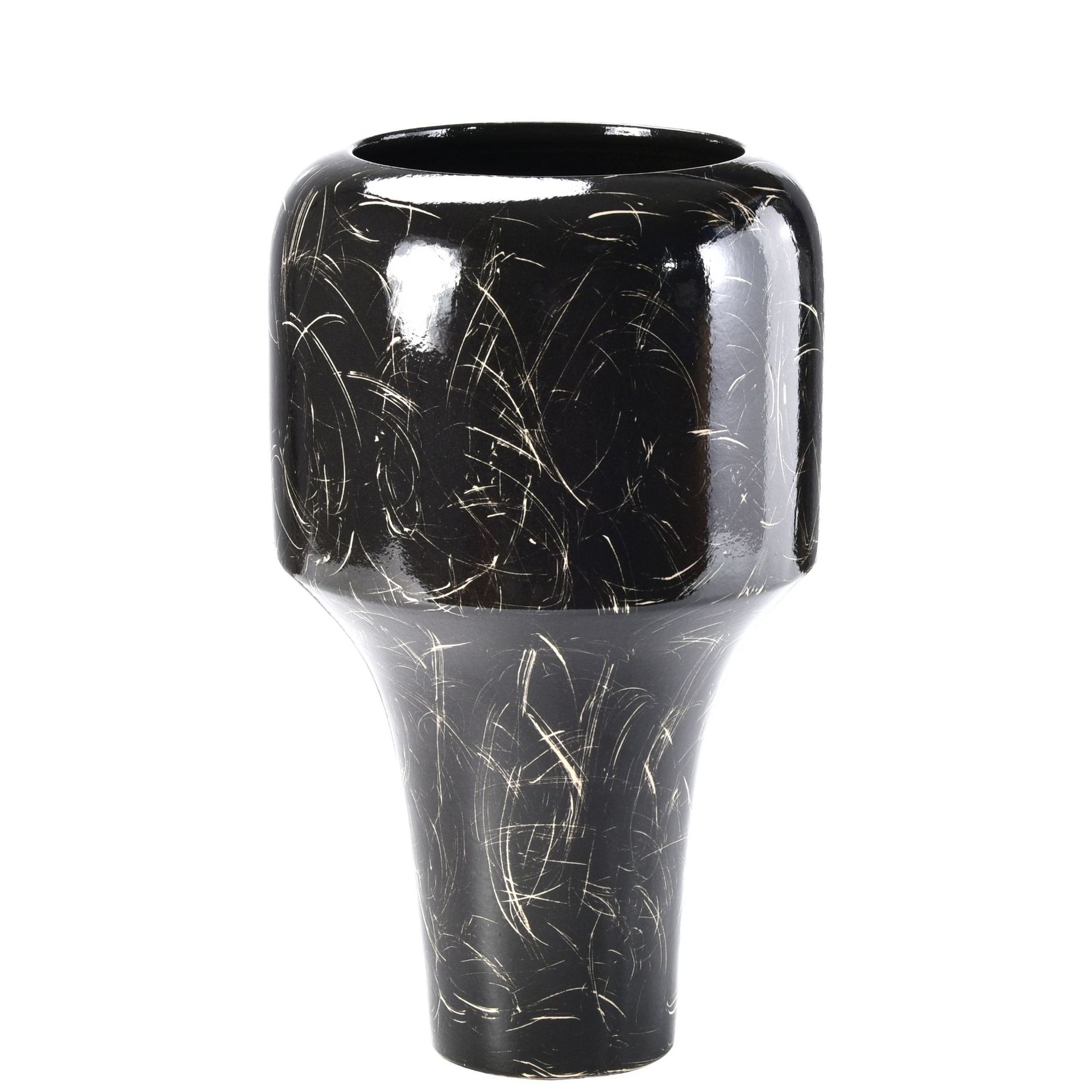 新中式现代轻奢高端手工瓷器花器黑金手工储物柜家装软装酒店摆件