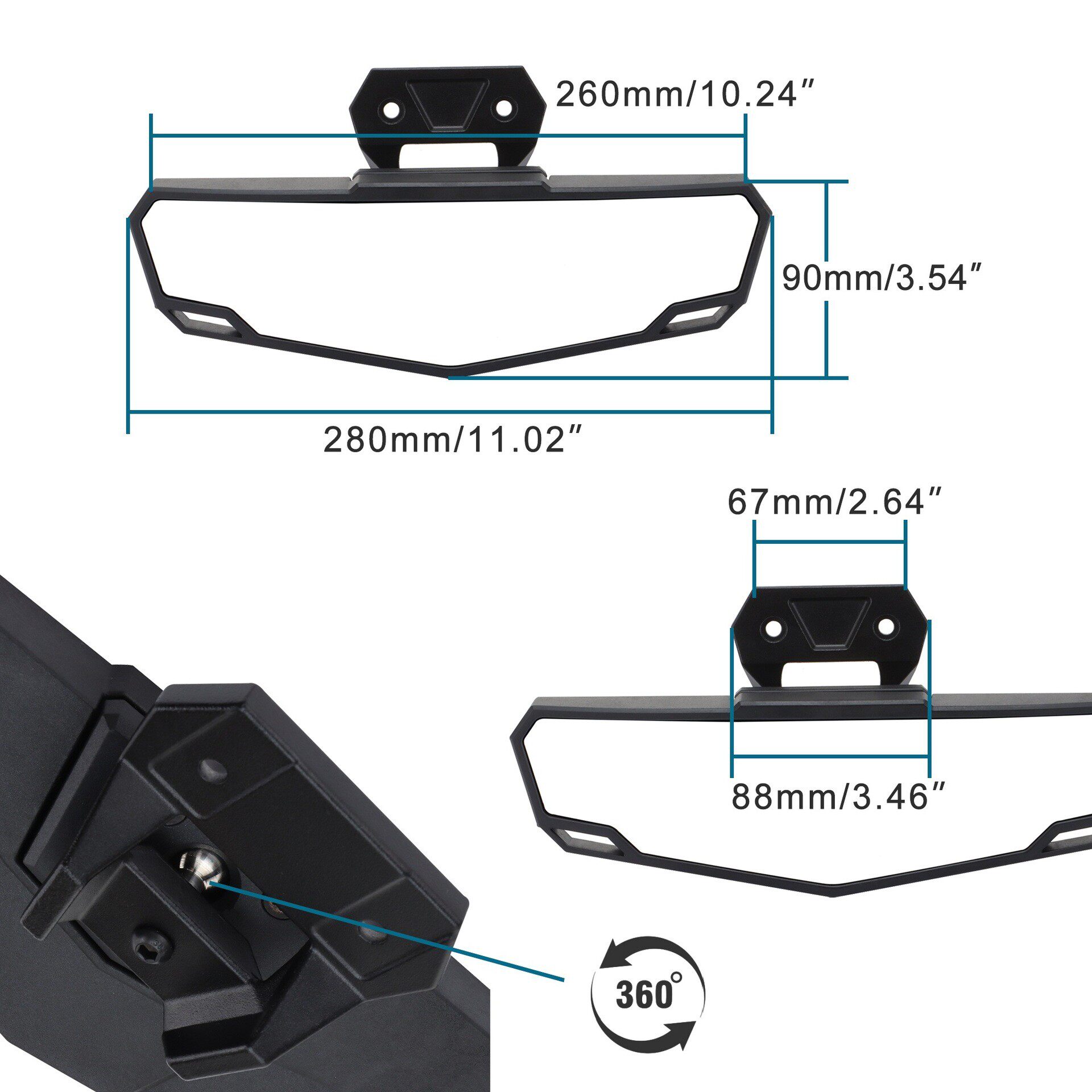 GOOFIT 后视镜适用UTV 北极星2020 - 2023 Polaris RZR PRO XP /4