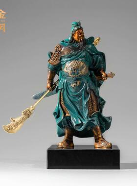 铜艺坊义薄云天关公铜摆件关羽关二爷黄铜摆件开业送礼办公室摆件