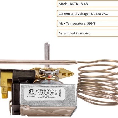 替代Robertshaw KKTB-18-48 炉灶烤箱恒温器5A 120VAC温度599°F