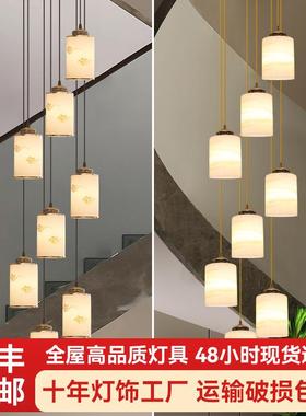 楼梯吊灯客厅灯别墅自建房吊线旋转楼梯灯LED现代简约大气吊灯