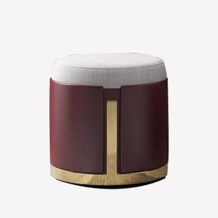 轻奢梳妆凳高级旋转化妆凳客厅茶几沙发小皮凳极简茶台圆凳子